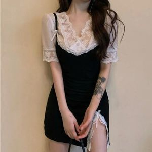 Spaghetti Strap Slit Hem A-Line Mini Dress